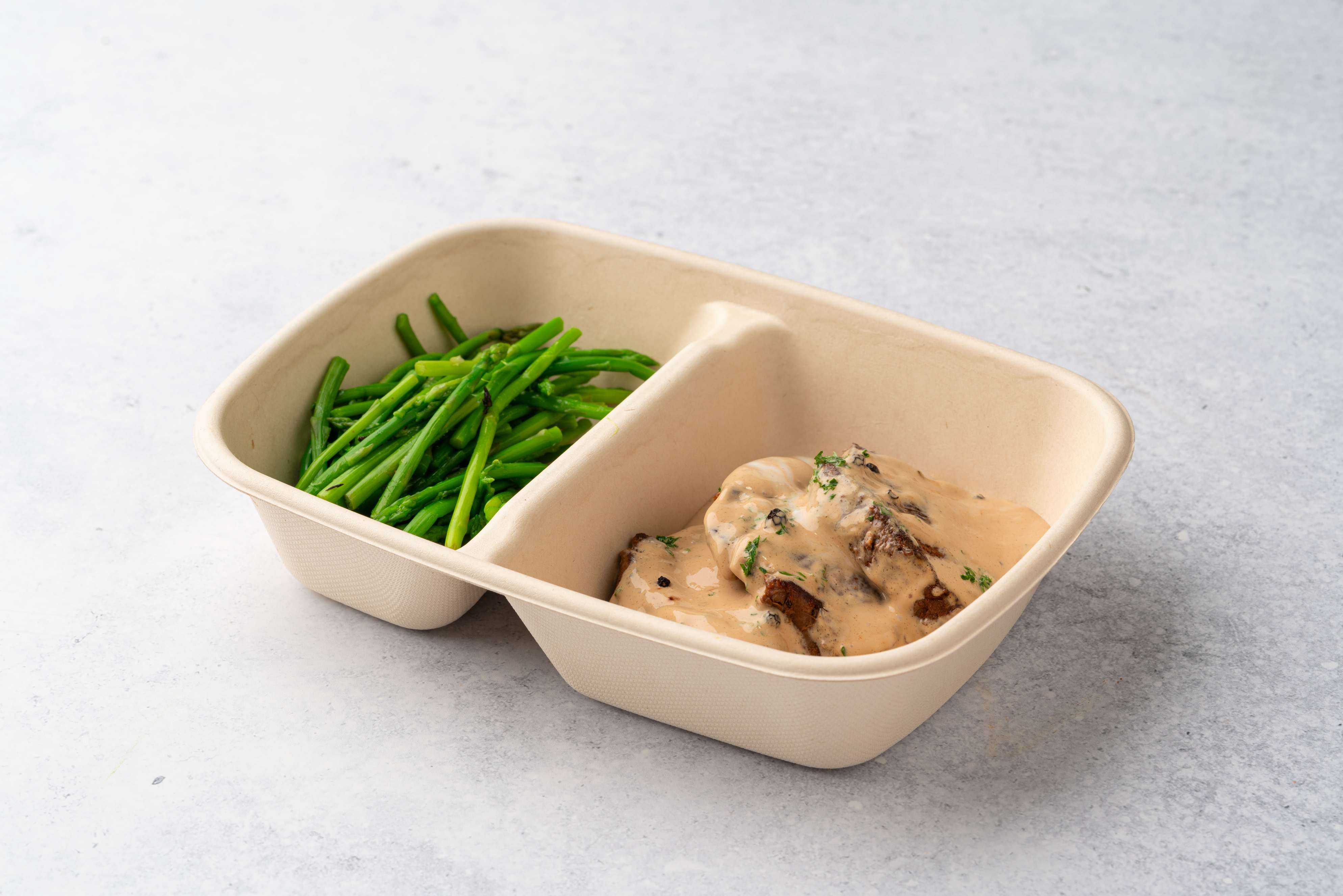 Steak With Black Pepper Sauce And Asparagus